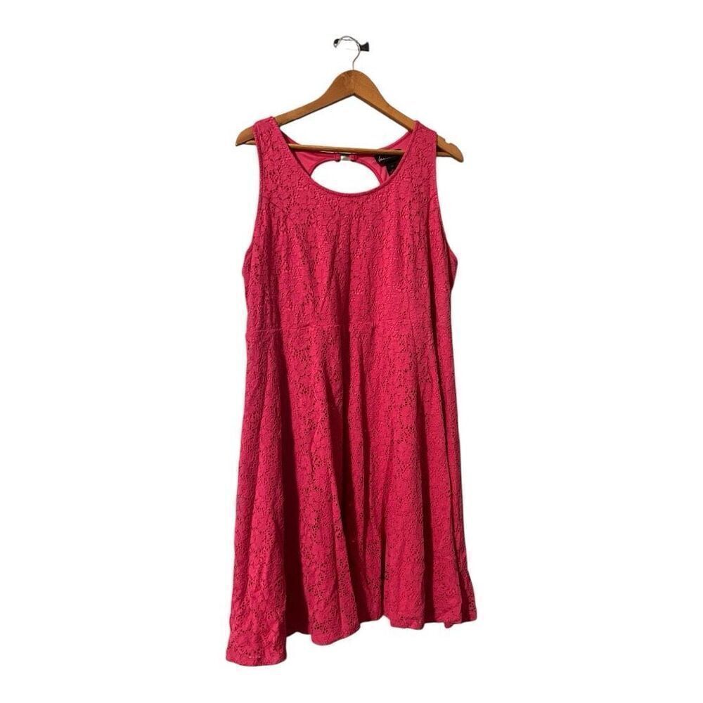 Lane Bryant Plus Size 24 Fit & Flare Lace Dress Pink Sleeveless Preppy Summer